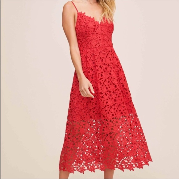 Astr the label red lace a-line midi dress - Picture 5 of 5